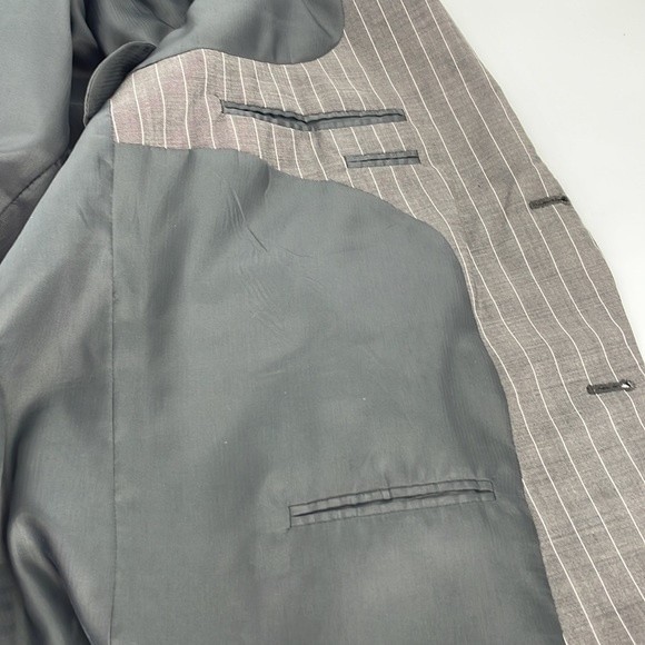 ADOLFO 36L men's gray wool mohair pinstripe blazer suit jacket sport coat - Picture 11 of 11